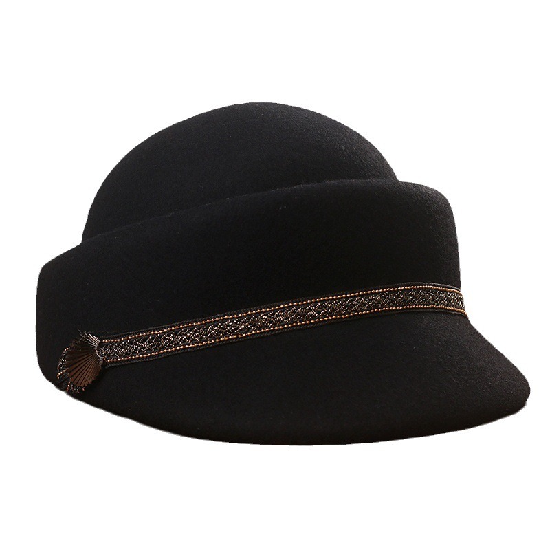 Women Fashion Hats - หมวกเบเรต์ทรงแปดเหลี่ยม สีดำ สำหรับผู้หญิง ผู้ชาย สไตล์กะลาสี หมวกกัปตัน