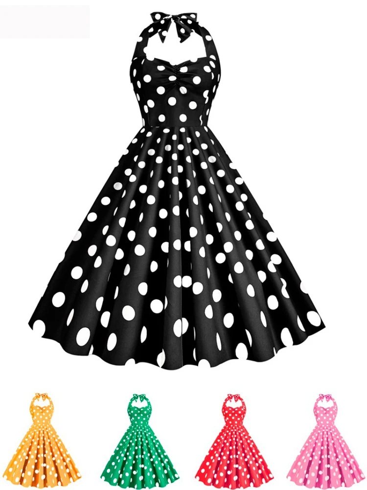 Women'S Fashion In The 60S - ชุดเดรสลายจุดสไตล์เรโทร ย้อนยุค 1950s 60s ร็อคอะบิลลี่ แบบผูกโบว์