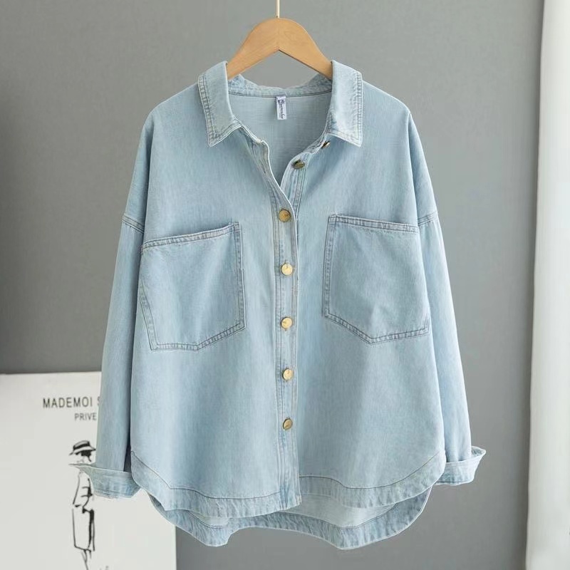 Women'S Fashion Denim Jacket - แจ็กเก็ตเสื้อยีนส์เกาหลี2024ใหม่สำหรับผู้หญิงเสื้อยีนส์แขนยาวทรงหลวมสำหรับฤดูใบไม้ร่วงฤดูใบไม้ผลิเสื้อผู้หญิง