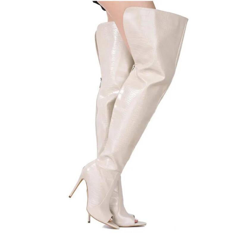Women'S Fashion Trends Autumn 2025 - Stilettoรองเท้าส้นสูงกว่าเข่ารองเท้าแฟชั่นPeep Toeขนาด 46 ต้นขาสูงรองเท้าแนวโน้มรองเท้า 2025