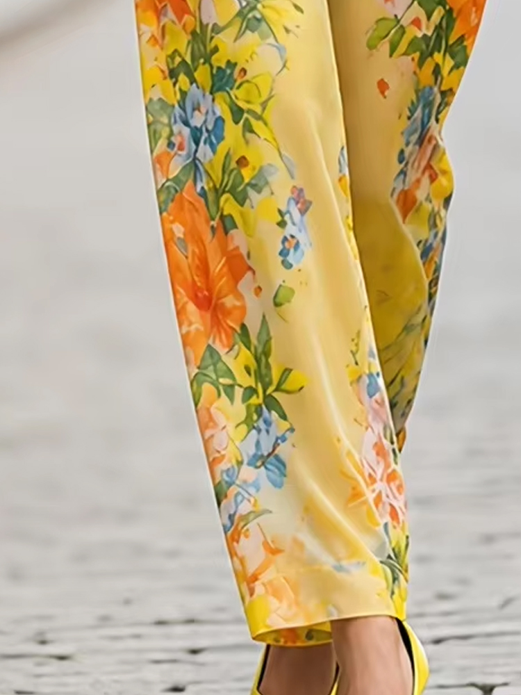ชุดเซ็ตสองชิ้นลายดอกไม้สำหรับผ - Wide Leg Palazzo Pants บทวิจารณ์และราคา
