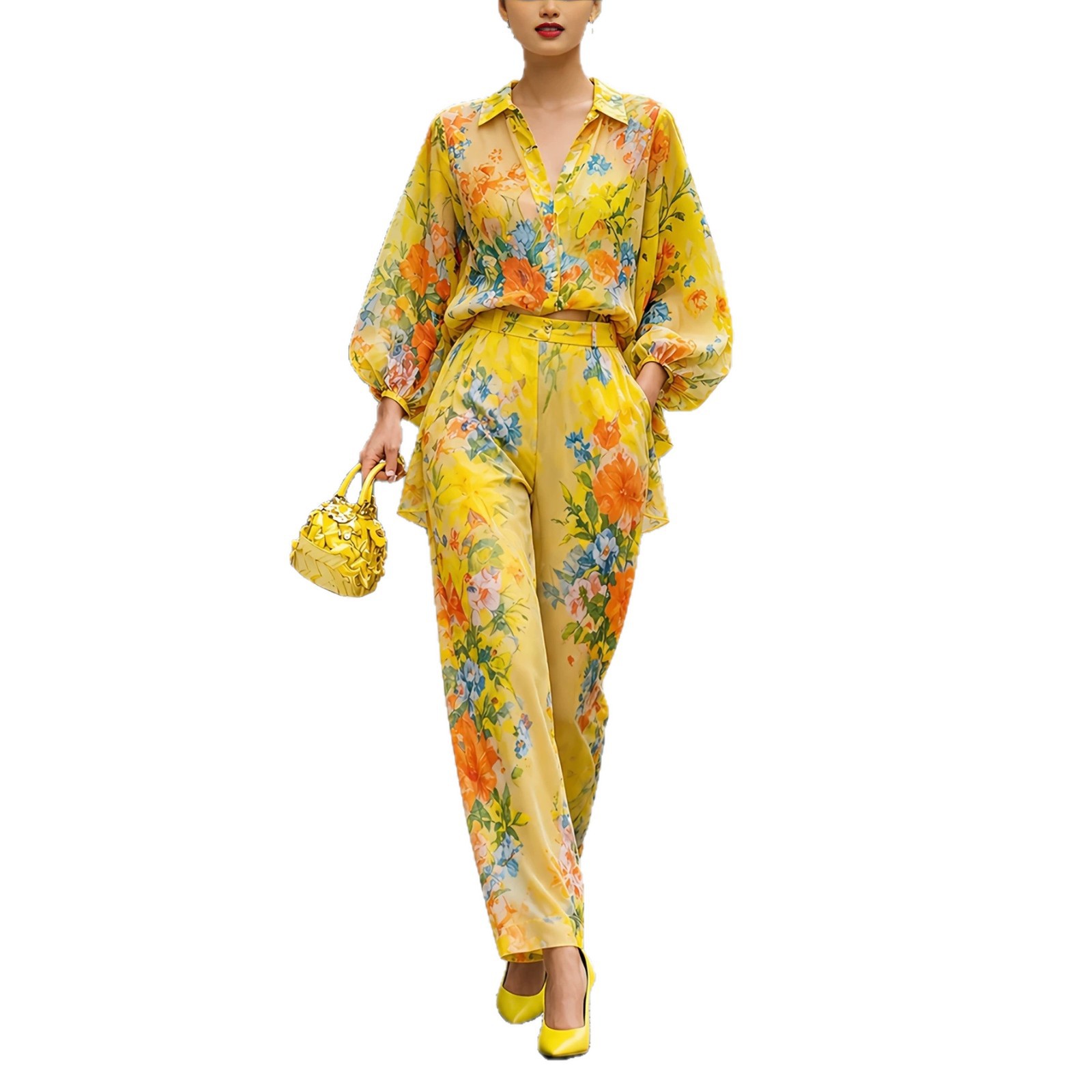 ชุดเซ็ตสองชิ้นลายดอกไม้สำหรับผ - Wide Leg Palazzo Pants บทวิจารณ์และราคา