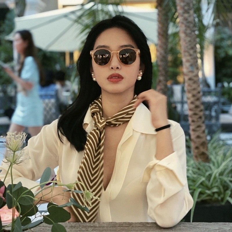 ผ้าพันคอผ้าไหมคลุมหัวพิมพ์ลาย1 - Women Fashion Hats บทวิจารณ์และราคา