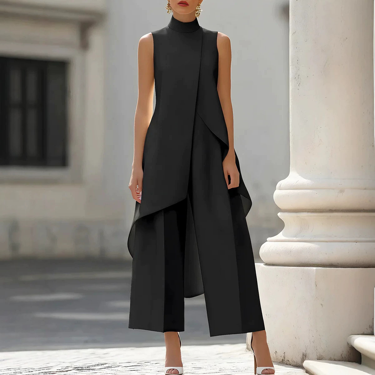 ชุดเซ็ตสองชิ้นสำหรับผู้หญิง: เ - Wide Leg Palazzo Pants บทวิจารณ์และราคา