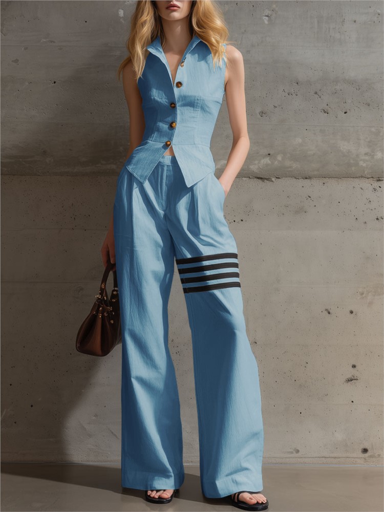 ชุดเซ็ตสองชิ้นสำหรับผู้หญิง ดี - Wide Leg Palazzo Pants บทวิจารณ์และราคา
