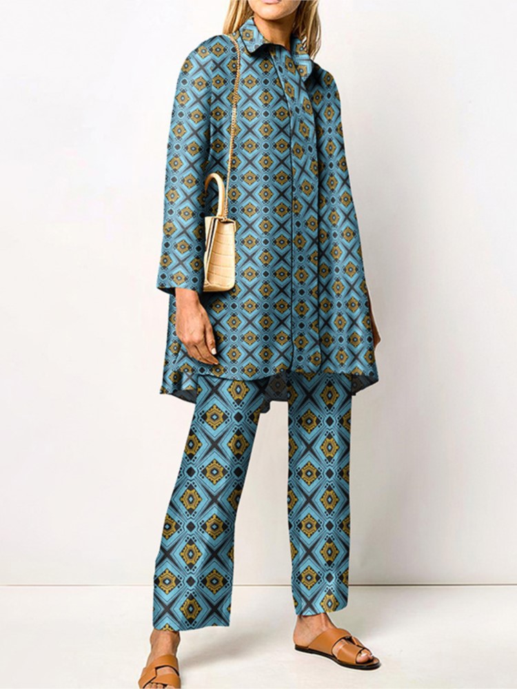 ฤดูใบไม้ร่วงใหม่หลวมVINTAGEพิม - Wide Leg Palazzo Pants บทวิจารณ์และราคา