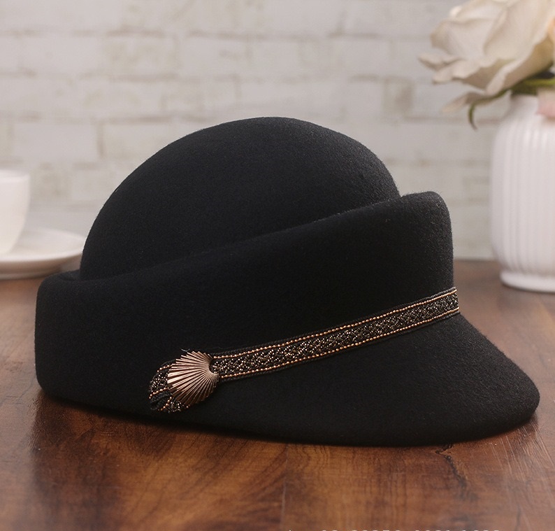 หมวกเบเรต์ทรงแปดเหลี่ยม สีดำ ส - Women Fashion Hats บทวิจารณ์และราคา
