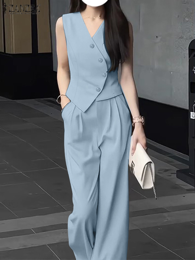 Zanzea ชุดกางเกงขากว้าง2ชิ้นสำ - Wide Leg Palazzo Pants บทวิจารณ์และราคา