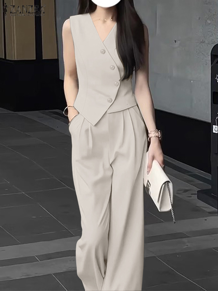 Zanzea ชุดกางเกงขากว้าง2ชิ้นสำ - Wide Leg Palazzo Pants บทวิจารณ์และราคา