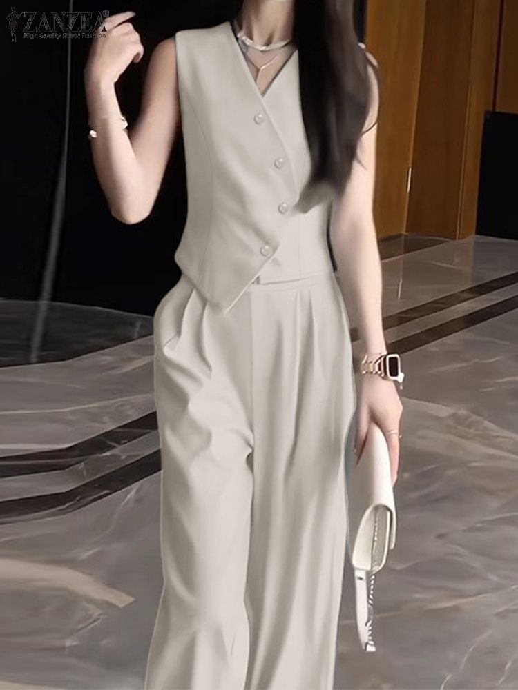 Zanzea ชุดกางเกงขากว้าง2ชิ้นสำ - Wide Leg Palazzo Pants บทวิจารณ์และราคา