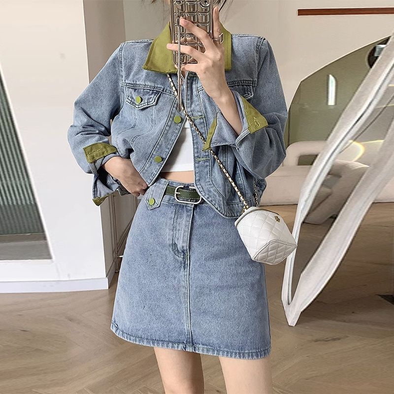 DENIM เสื้อกระโปรงมินิ 2 ชิ้นช - Women'S Fashion Denim Jacket บทวิจารณ์และราคา