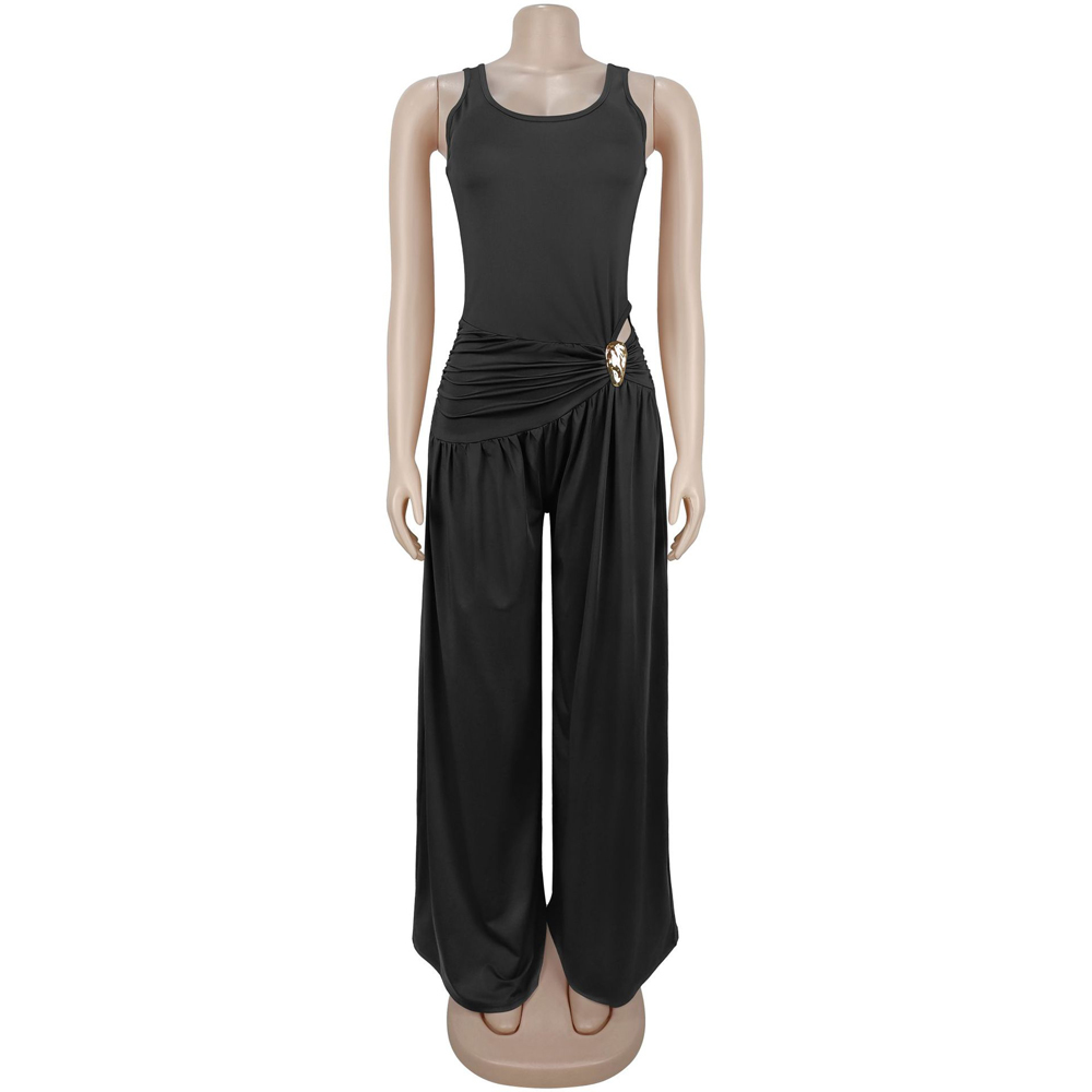 ชุดเซ็ต 2 ชิ้น สีพื้น สำหรับผู - Wide Leg Palazzo Pants บทวิจารณ์และราคา