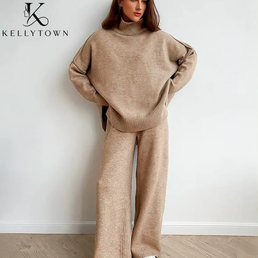 ชุดกางเกงไหมพรมฤดูใบไม้ร่วง-ฤด - Wide Leg Palazzo Pants บทวิจารณ์และราคา
