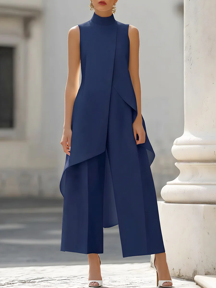 จั๊มสูทแขนกุดคอสูงแบบอสมมาตร แ - Wide Leg Palazzo Pants บทวิจารณ์และราคา