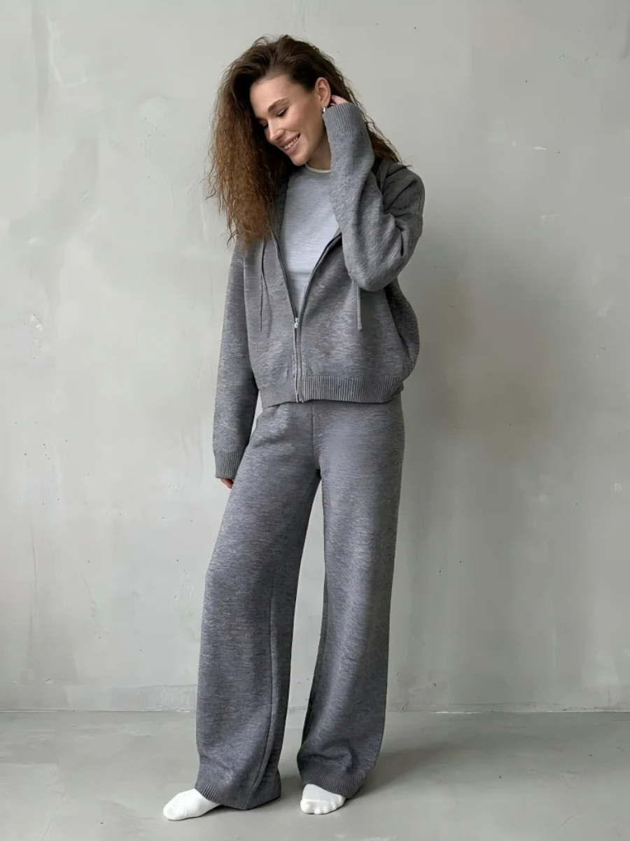 ชุดเซ็ตเสื้อฮู้ดมีซิปและกางเกง - Wide Leg Palazzo Pants บทวิจารณ์และราคา