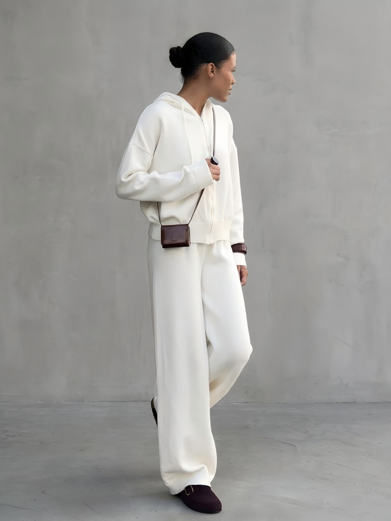 ชุดเซ็ตเสื้อฮู้ดมีซิปและกางเกง - Wide Leg Palazzo Pants บทวิจารณ์และราคา