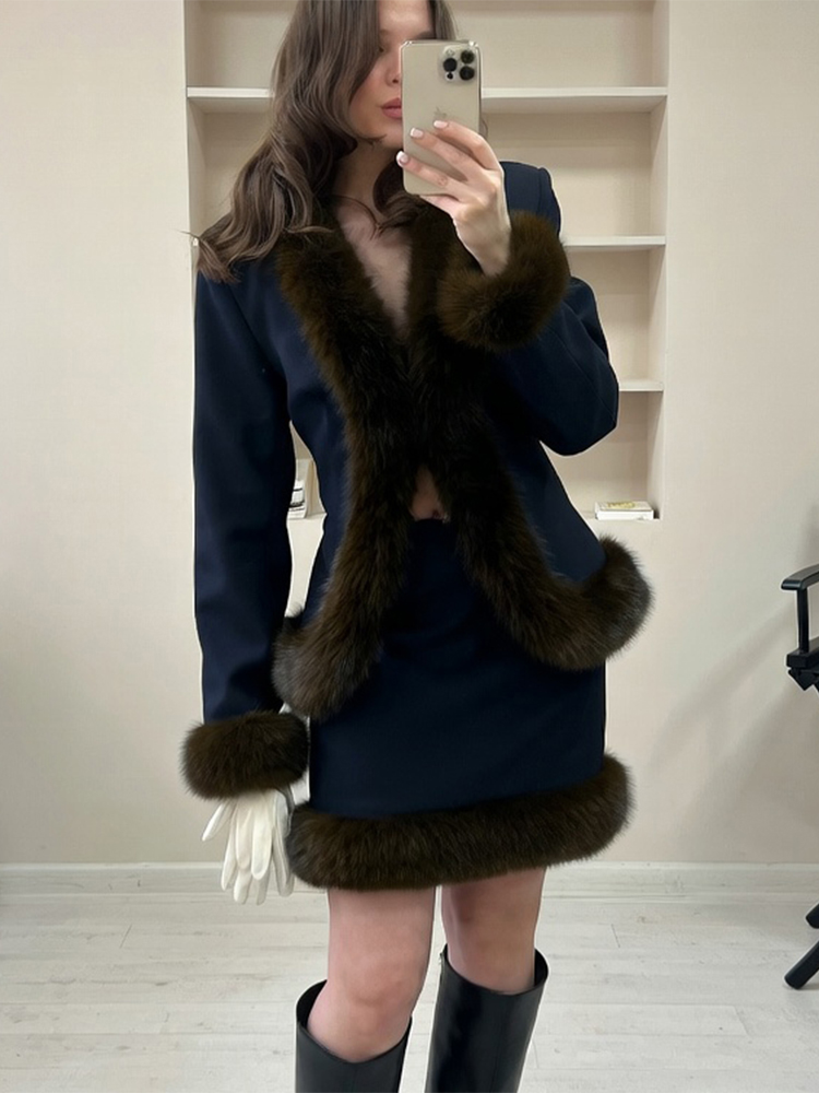 ชุดกระโปรงขนสัตว์แบบปะติดปะต่อ - Women'S Fashion Long Coat บทวิจารณ์และราคา