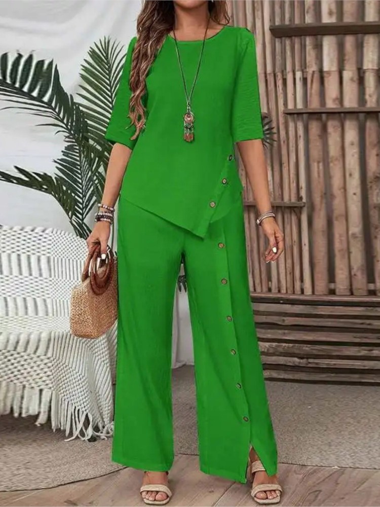 ชุดเซ็ตสองชิ้น เสื้อเชิ้ตแขนสั - Wide Leg Palazzo Pants บทวิจารณ์และราคา